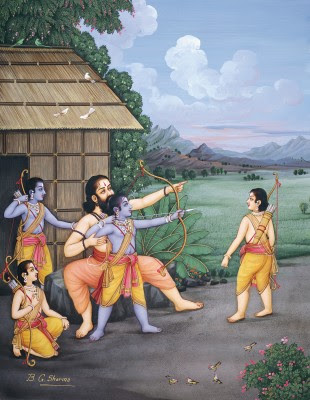 Wiswamitra menjadi guru para pangeran Ayodhya Wiswamitra menjadi guru para pangeran Ayodhya