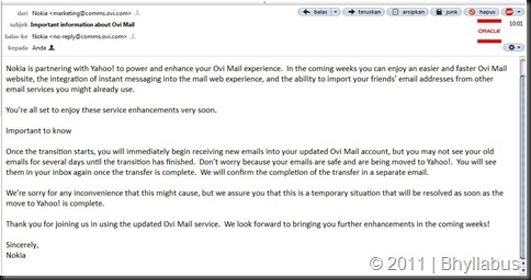 Ovi and Yahoo Mail