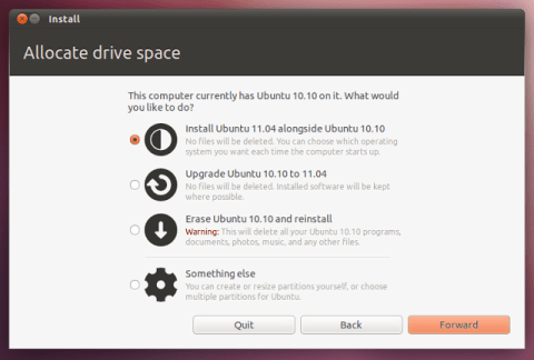 Pilihan Upgrade Ubuntu 11.04