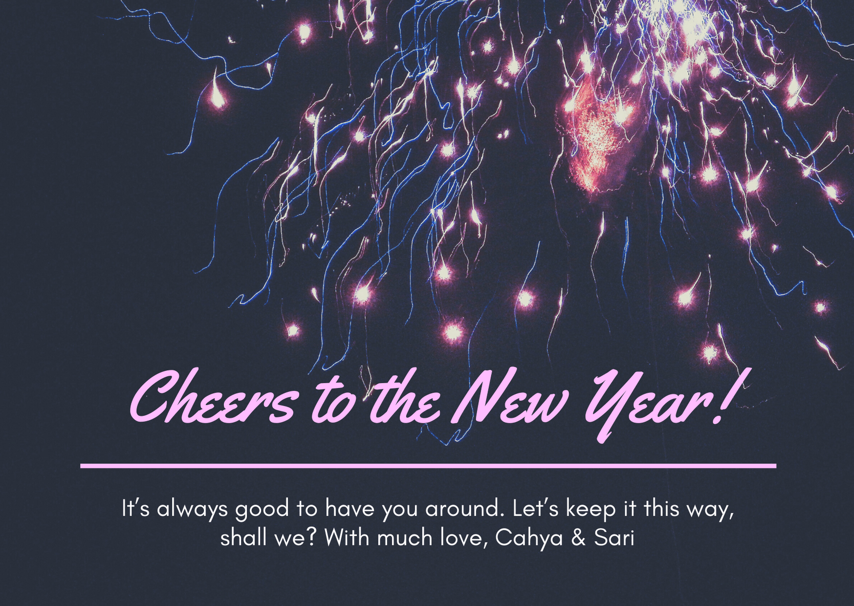 Colorful Fireworks Grid Photo New Year Card